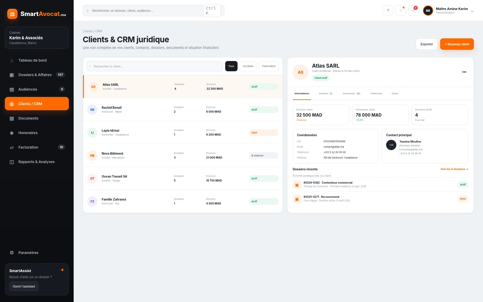 CRM clients SmartAvocat